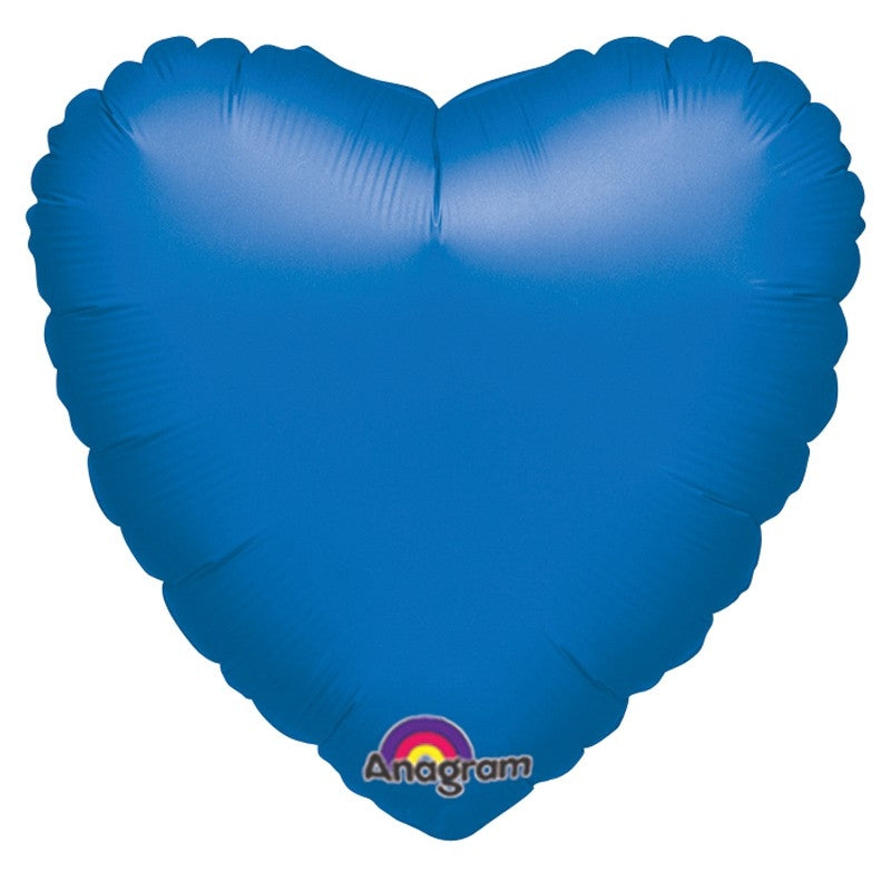 18'' HEART METALLIC BLUE PLAIN FOIL (Flat)