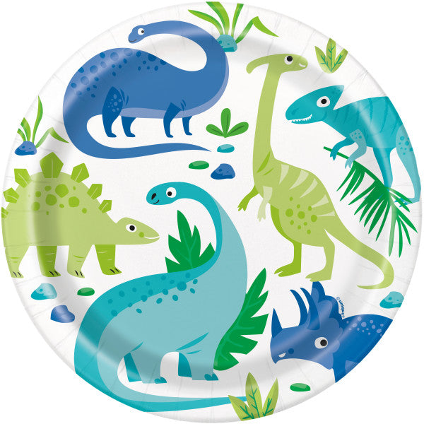 Dinosaur Paper Party Plates (22cm) 8pk