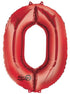 34'' SHAPE FOIL NUMBER 0 - RED (ANAGRAM)