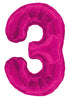 Giant Pink Foil Number '3' Balloon