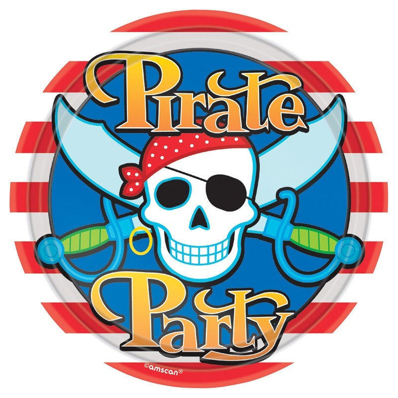 PLATE 22.8CM PIRATE PARTY 8PK