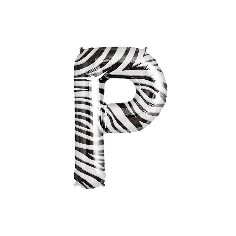 34'' SUPER SHAPE FOIL LETTER P - ZEBRA