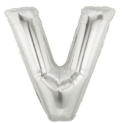 40'' SUPER SHAPE FOIL LETTER V - SILVER