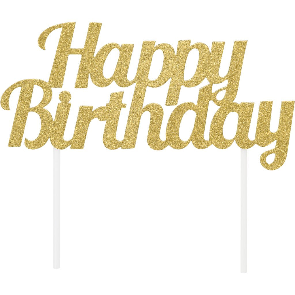 Gold Happy Birthday Cake Topper