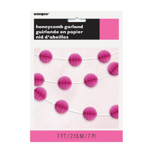 Hot Pink Honeycomb Ball Garland