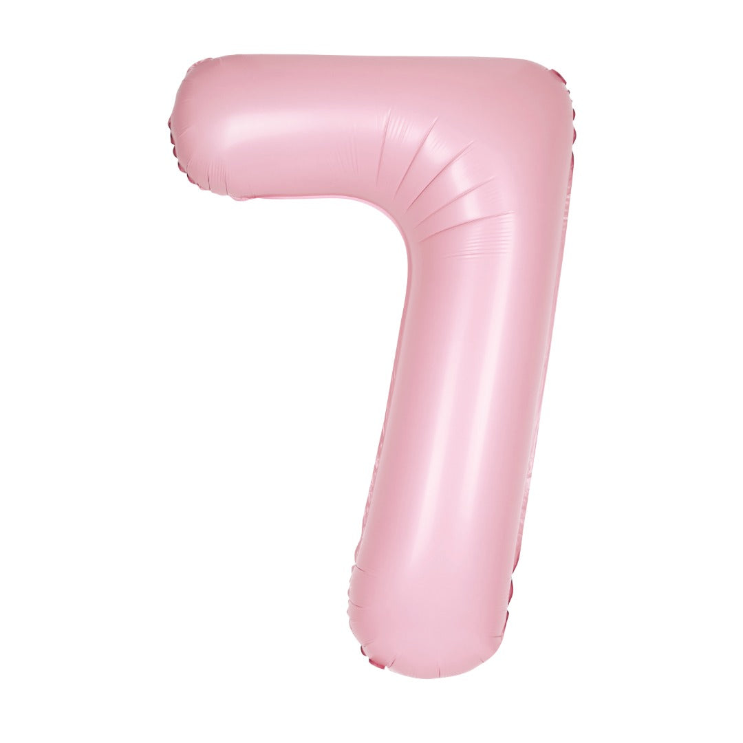Matte Lovely Pink Number 7 Shaped Foil Balloon 34''