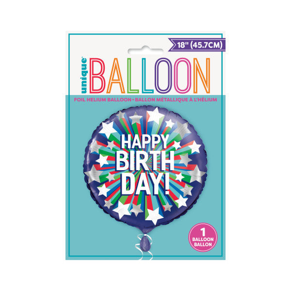 Shooting Star Happy Birthday Round Foil Balloon 18''