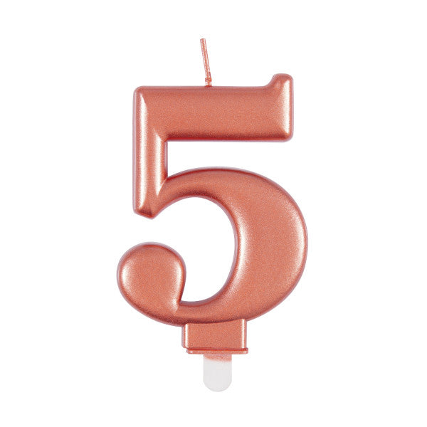 Metallic Rose Gold Number 5 Birthday Candle