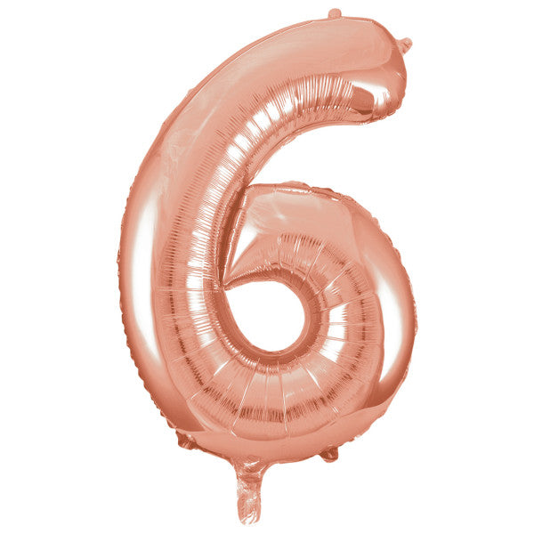 Rose Gold Number 6 Shaped Foil Balloon 34''