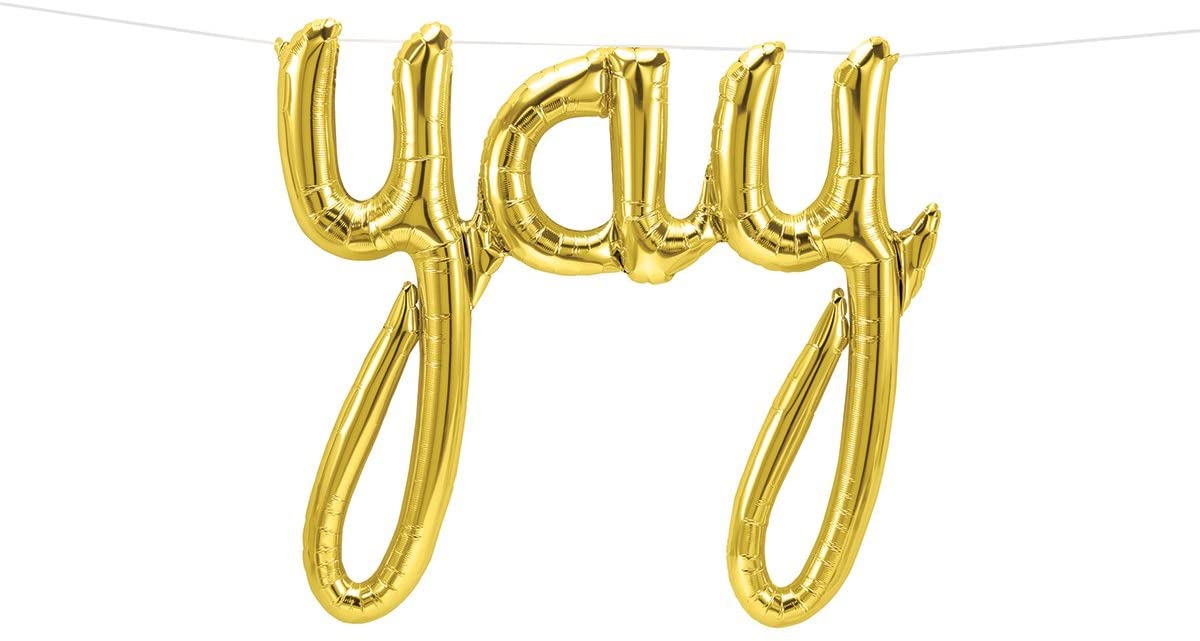 YAY SCRIPT GOLD AIR FILL BALLOON 114CM