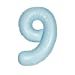Matte Powder Blue Number 9 Shaped Foil Balloon 34''