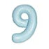 Matte Powder Blue Number 9 Shaped Foil Balloon 34''