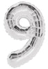 Giant Silver Foil Number '9' Balloon