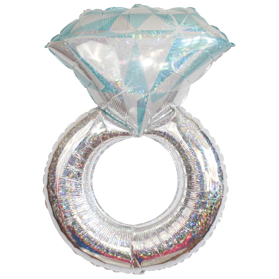 38'' SHAPE PLATINUM WEDDING RING HOLOGRAPHIC BALLOON