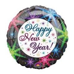 18'' FOIL BALLOON NEON LIGHTS HAPPY NEW YEAR