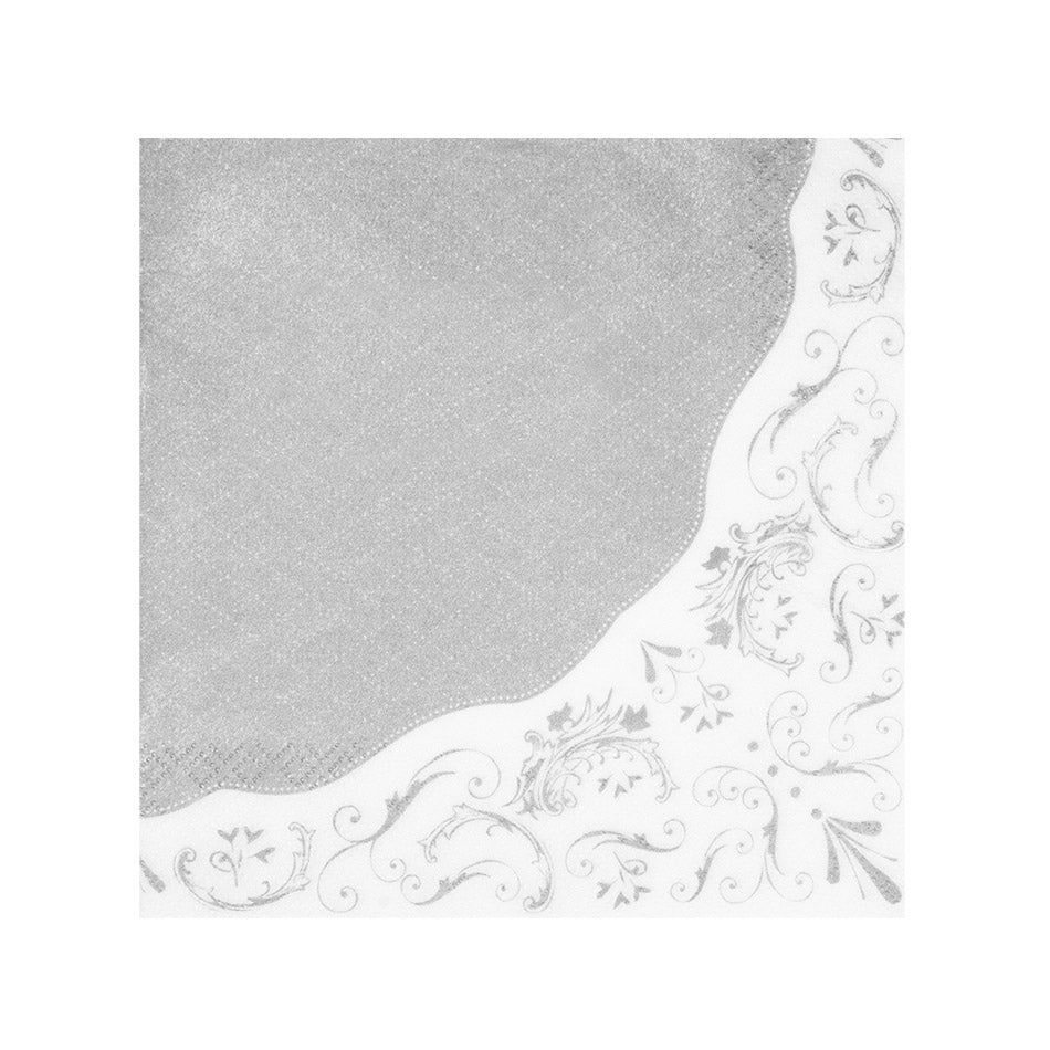 Porcelain Silver Party Napkins 20pk