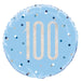 Birthday Blue Glitz Number 100 Round Foil Balloon 18''