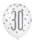 Blue 30th Birthday Balloons, Pack of 6