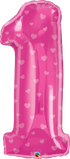 38'' NUMBER ONE PINK HEARTS