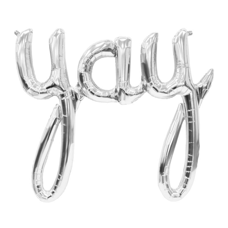 YAY SCRIPT SILVER BANNER AIR FILL BALLOON 114CM