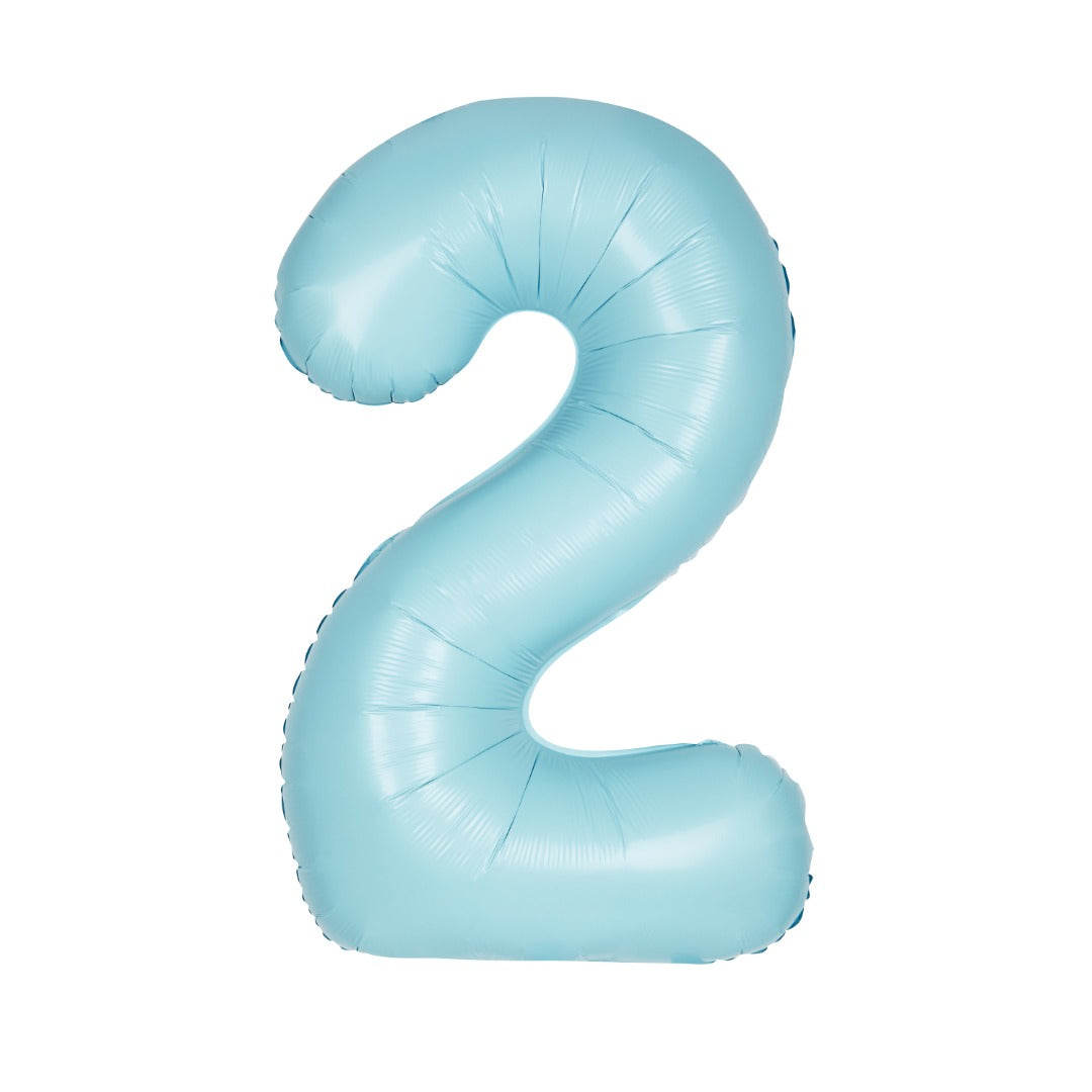 Matte Powder Blue Number 2 Shaped Foil Balloon 34''
