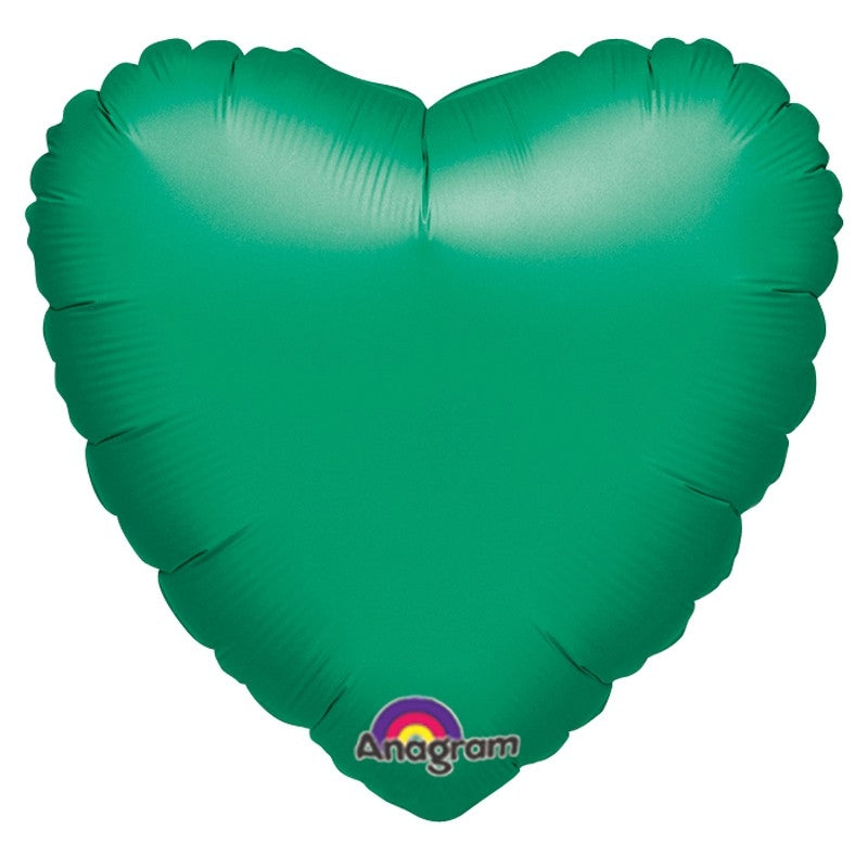 18'' HEART METALLIC GREEN PLAIN FOIL (Flat)