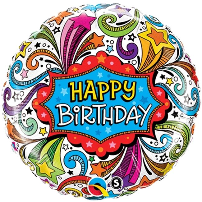 18'' Shooting Stars Birthday Foil Balloon