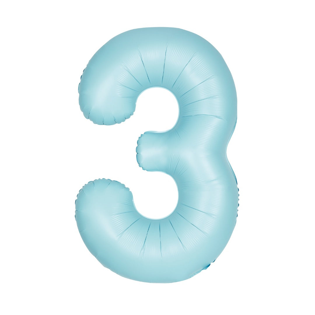 Matte Powder Blue Number 3 Shaped Foil Balloon 34''