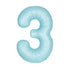 Matte Powder Blue Number 3 Shaped Foil Balloon 34''