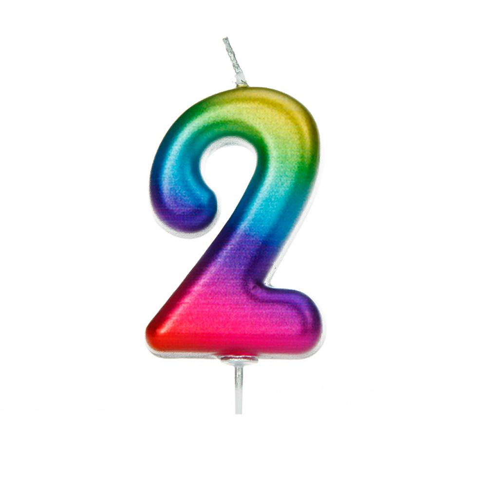 Rainbow Metallic Candle Number 2